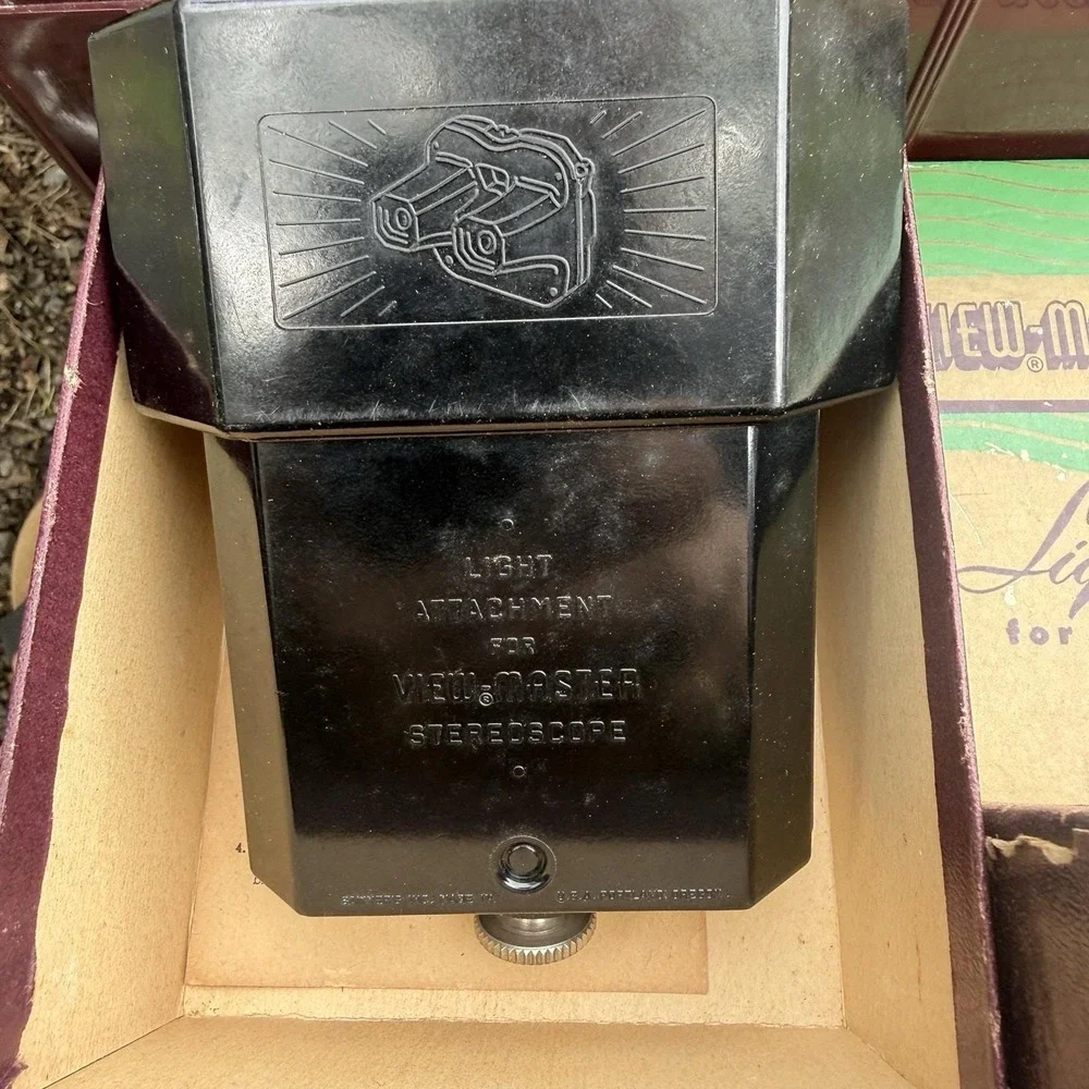 Vtg View-Master 1 Viewer 1 Bakelite Light Attachment Case With Reels